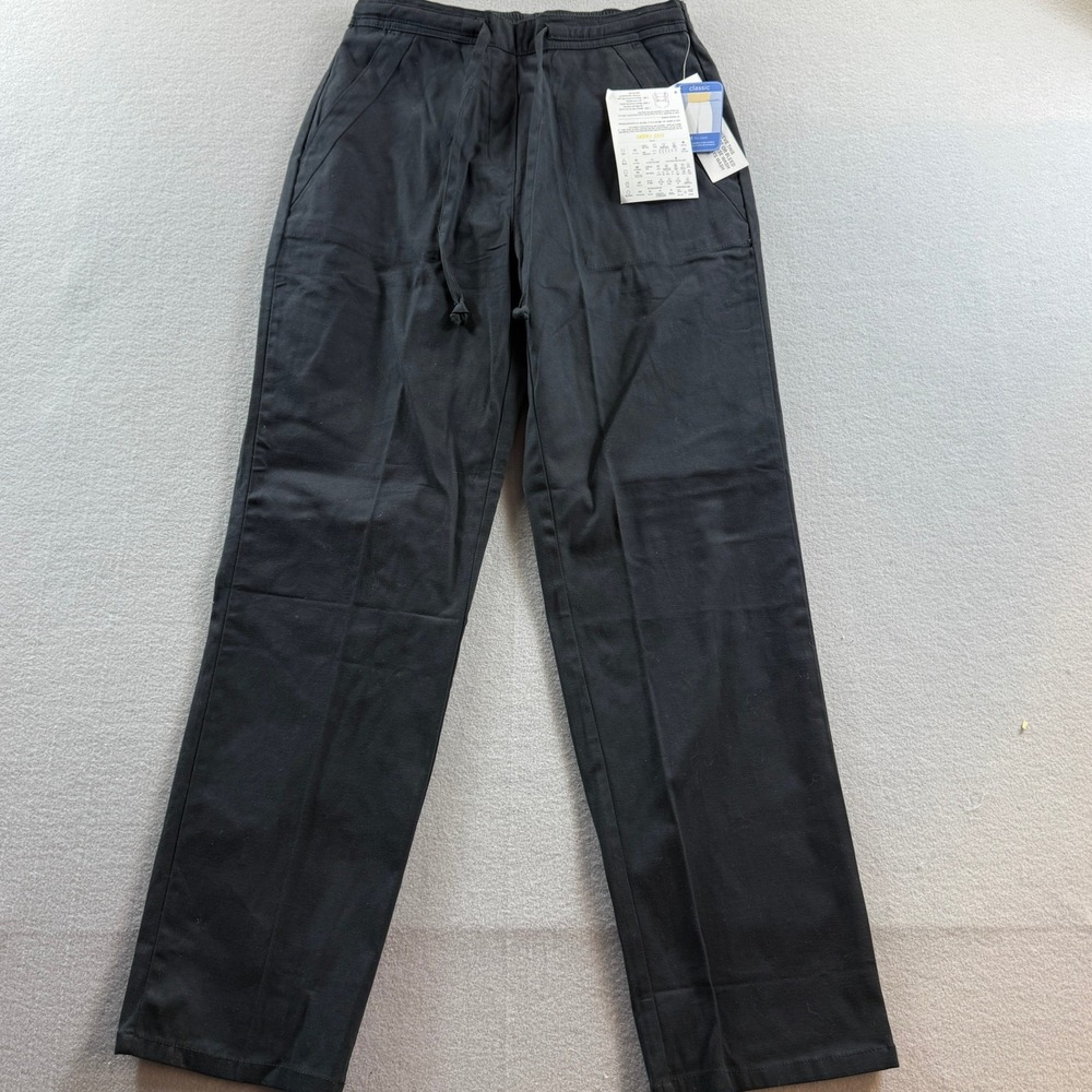 Denim & Co. Pants Women Small Black Drawstring Elastic Waist Straight Leg 28x30